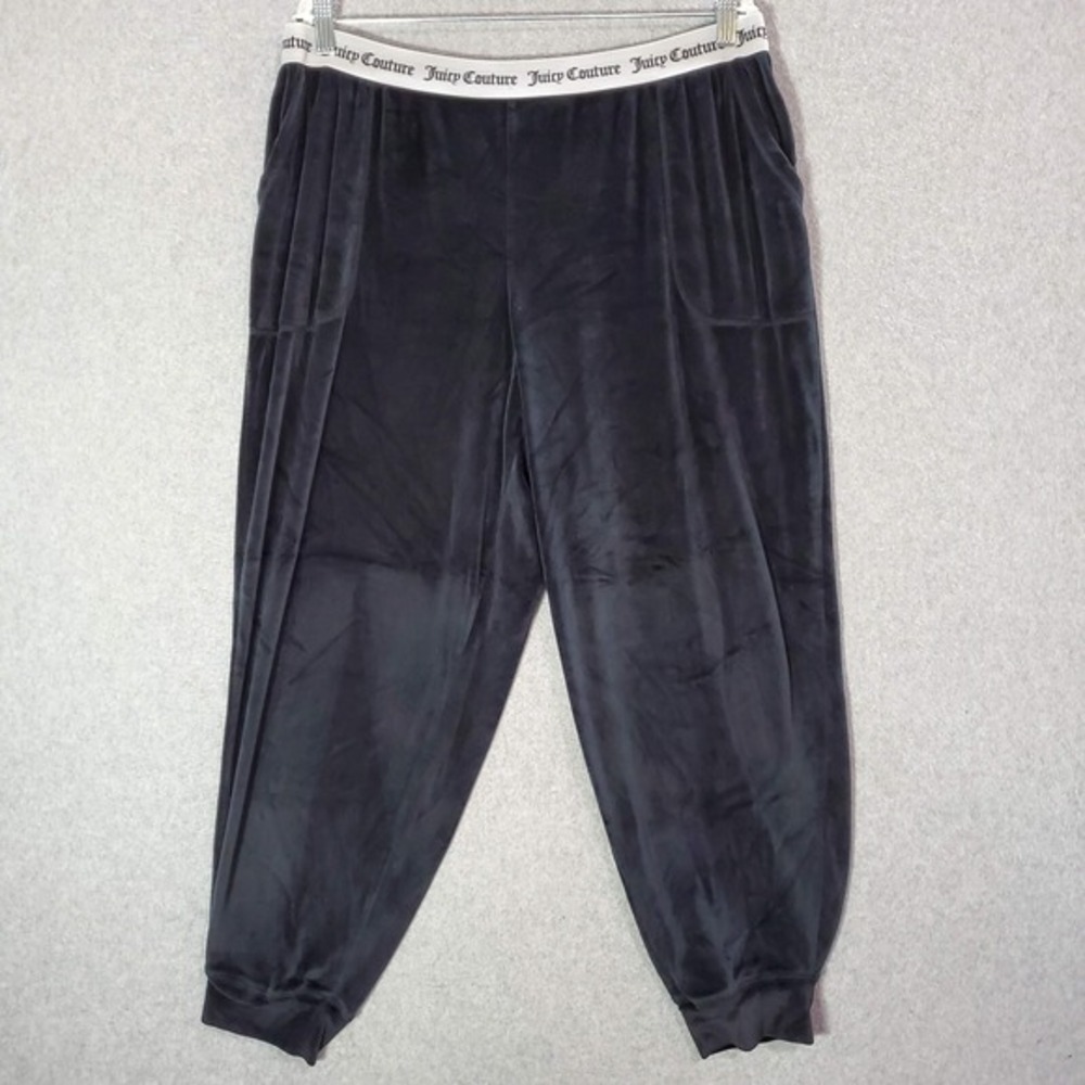 Juicy Couture Women Sleepwear Pants 1X Black Jogger Velvet High Rise 26" Inseam
